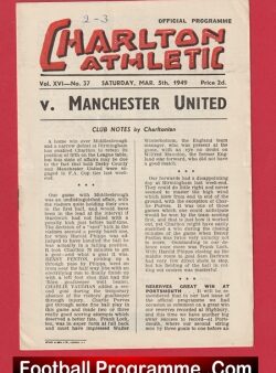 Charlton Athletic v Manchester United 1949 – 40s Programme