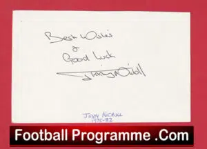 Manchester United Jimmy Nicholl Autograph Card Man Utd 75/82