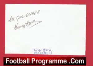 Manchester United Tommy Heron Autograph Card Man Utd 58/61