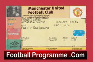 Manchester United v Inter Milan 1997 – Football Ticket Friendly Man Utd