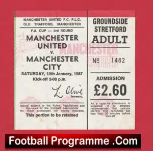 Manchester United v Manchester City 1987 – Man Utd Ticket FAC