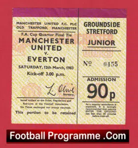 Manchester United v Everton 1983 – Ticket FA Cup QF