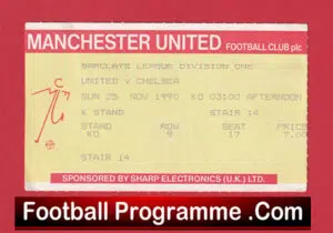 Manchester United v Chelsea 1990 – Match Ticket