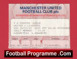 Manchester United v Liverpool 1992 – Ticket Champions Season