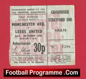 Manchester United v Leeds United 1971 – Match Ticket