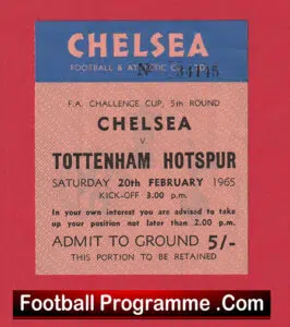 Chelsea v Tottenah 1965 – Football Match Ticket 60s
