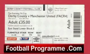 Derby County v Manchester United 2016 – Match Ticket FA Cup