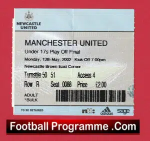 Newcastle United v Manchester United 2002 – U17’s Playoff Final