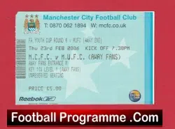 Manchester City v Manchester United 2006 – FA Youth Cup Ticket