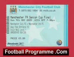 Manchester City v Manchester United 2005 – Senior Cup Final Ticket