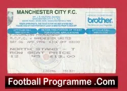 Manchester City v Manchester United 1996 – Football Ticket