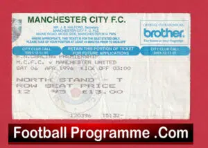 Manchester City v Manchester United 1996 – Football Ticket