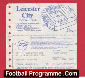Leicester City v Manchester United 1986 – Football Ticket