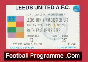 Leeds United v Manchester United 1995 – Football Match Ticket