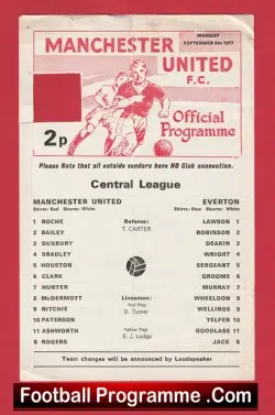 Manchester United v Everton 1977 - Reserves Game