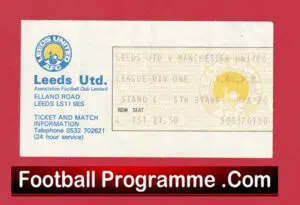 Leeds United v Manchester United 1976 – Match Ticket