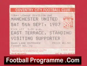 Coventry City v Manchester United 1987 – Football Ticket