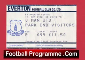 Everton v Manchester United 1992 – Football Ticket Champions
