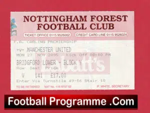 Nottingham Forest v Manchester United 1995 – Match Ticket