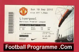 Manchester United v Liverpool 2010 – Football Match Ticket