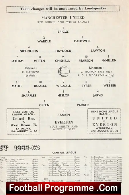 Manchester United v Everton 1962 - Reserves Match Ronnie Briggs - Image 3