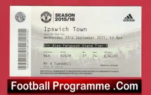 Ipswich Town v Manchester United 2015 – Match Ticket