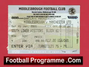 Middlesbrough v Manchester United 2005 – Football Ticket