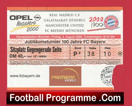 Real Madrid v Manchester United 2000 - Tournament Ticket Germany - Image 2