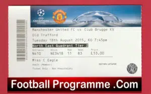 Manchester United v Brugge 2015 – Ticket Man Utd