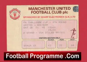 Manchester United v Wrexham 1995 – FA Cup Football Ticket