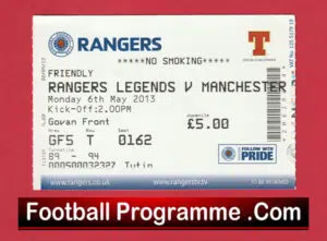 Glasgow Rangers v Manchester United 2013 – Match Ticket Legends