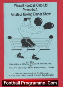 Boxing – Walsall FC Amateur Boxing Dinner Show Saddlers Club 1996