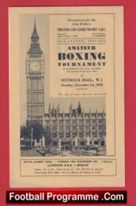 Boxing – Royal Albert Hall London ABA v Berlin 1955 Boxing Tournament
