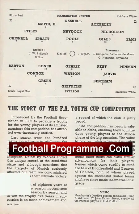 Manchester United v Everton 1958 - Youth Cup Game - Image 3