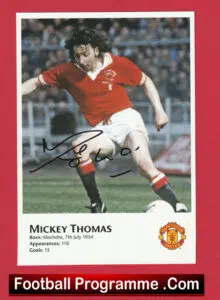 Manchester United Mickey Thomas Autograph Signed Man Utd 1978 – 1981