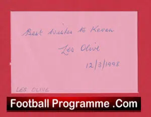Manchester United Les Olvie Autograph Signed Man Utd 1942 – 1988 + Secretary