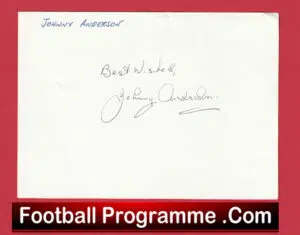 Manchester United Johnny Anderson Autograph Signed Man Utd 1946 – 1949