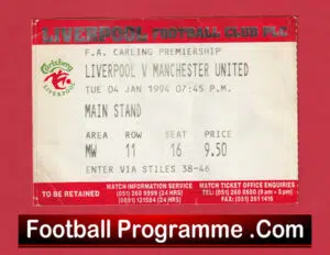 Liverpool v Manchester United 1994 – Match Ticket
