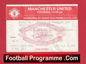 Manchester United v Luton Town 1991 – Football Ticket