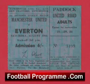 Manchester United v Everton 1968 – Match Ticket