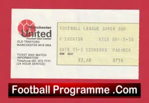 Manchester United v Everton 1976 – Super Cup Ticket