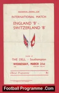 England v Switzerland 1956 – Duncan Edwards B International