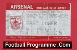 Arsenal v Manchester United 1988 - Football Ticket - football memorabilia