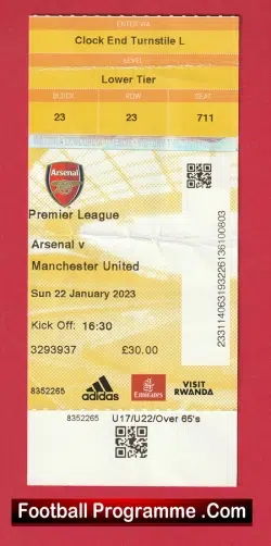 Arsenal v Manchester United 2023 – Match Ticket