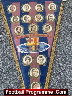 Barcelona Old Football Pennant Flag Barca 1970s - football memorabilia