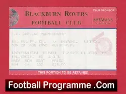 Blackburn Rovers v Manchester United 1995 – Match Ticket