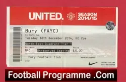 Bury v Manchester United 2014 – FA Youth Cup Ticket Gigg Lane