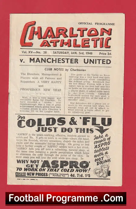 Charlton Athletic v Manchester United 1949 - 1940s Programme - Image 2