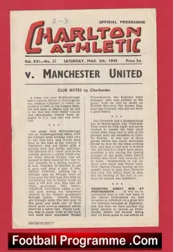 Charlton Athletic v Manchester United 1949 - 40s Programme - football programme