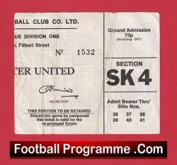Coventry City v Manchester United 1974 – Match Ticket